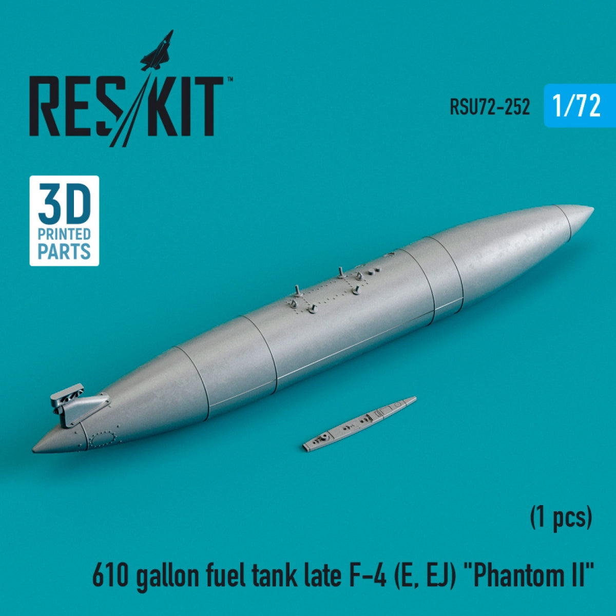Réservoir de carburant RESKIT RSU72-0252 de 610 gallons pour F-4 tardif (E, EJ) « Phantom II » (imprimé en 3D) à l'échelle 1/72