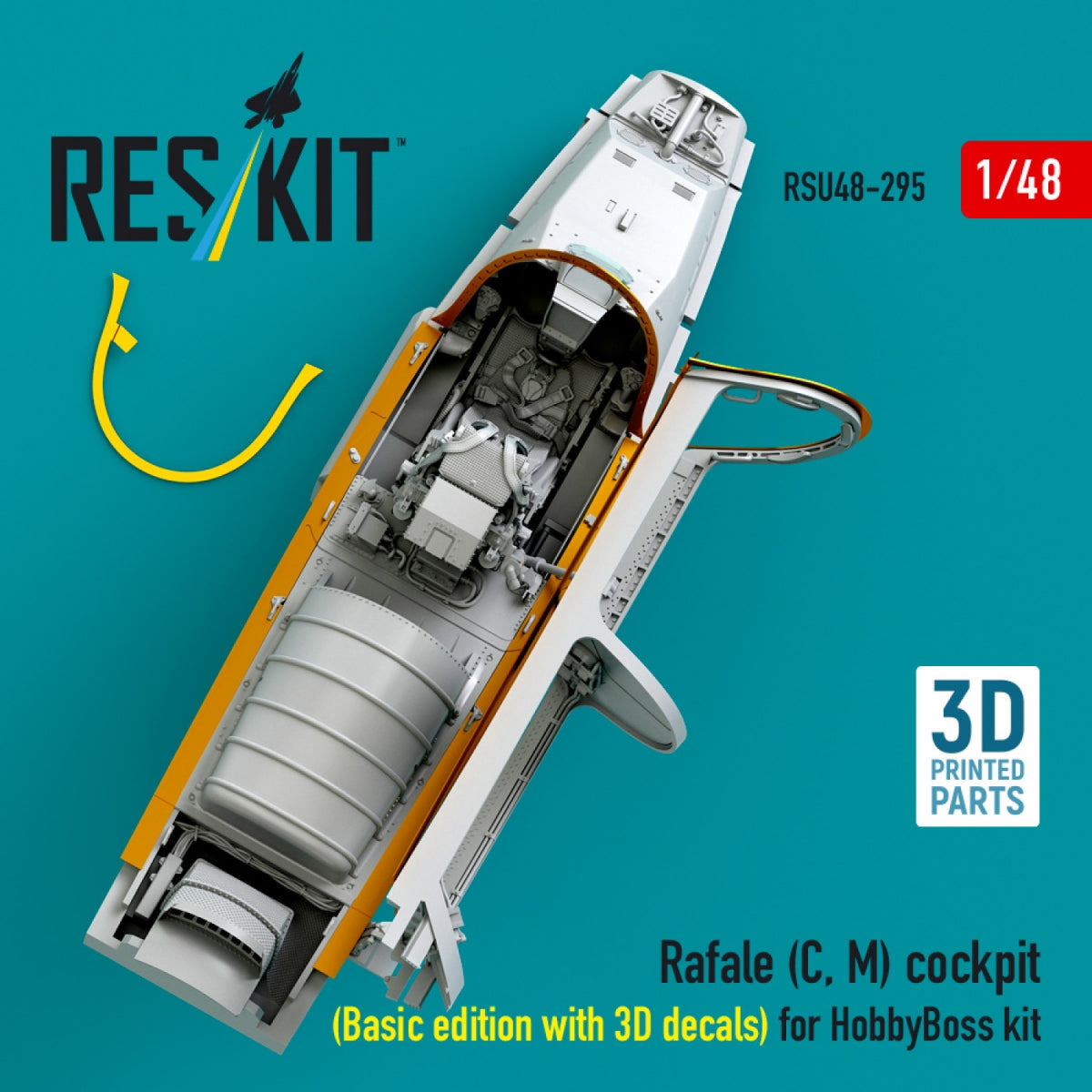 RESKIT RSU48-0295 Rafale (C, M) cockpit (Basic edition with 3D decals) for HobbyBoss kit (3D printed) 1/48 – zdjęcie 2