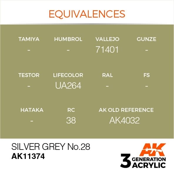 AK Interactive AK11374 Silver Grey No.28 17ml – imagen 3