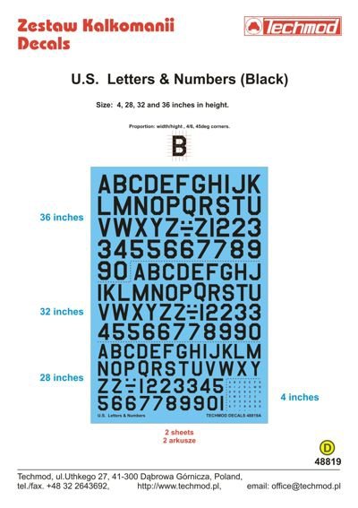 Techmod 48819 U.S. Letters &amp;amp; Numbers black 1/48