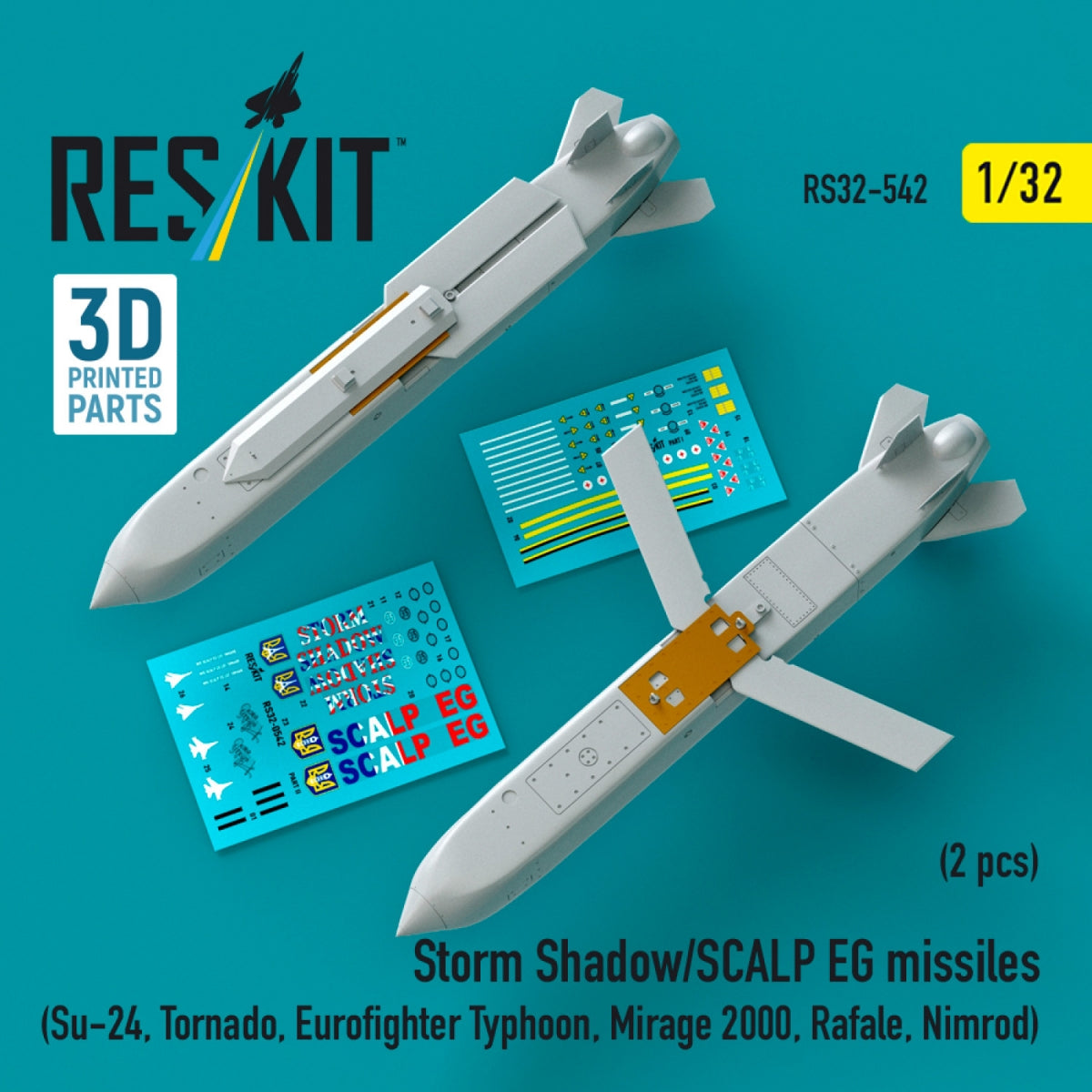 RESKIT RS32-0542 Storm Shadow/SCALP EG missiles (2 pcs) (Su-24, Tornado, Eurofighter Typhoon, Mirage 2000, Rafale, Nimrod) (3D Printed) 1/32