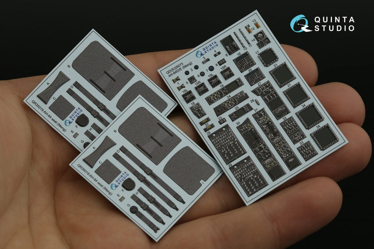 Intérieur imprimé en 3D et coloré sur papier décalcomanie Quinta Studio QD35073 AH-64D/E (Meng) 1/35 – image 4