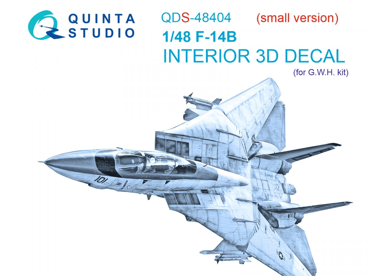 Quinta Studio QDS-48404 F-14B 3D-Printed &amp;amp; coloured Interior on decal paper (GWH) (small version) 1/48