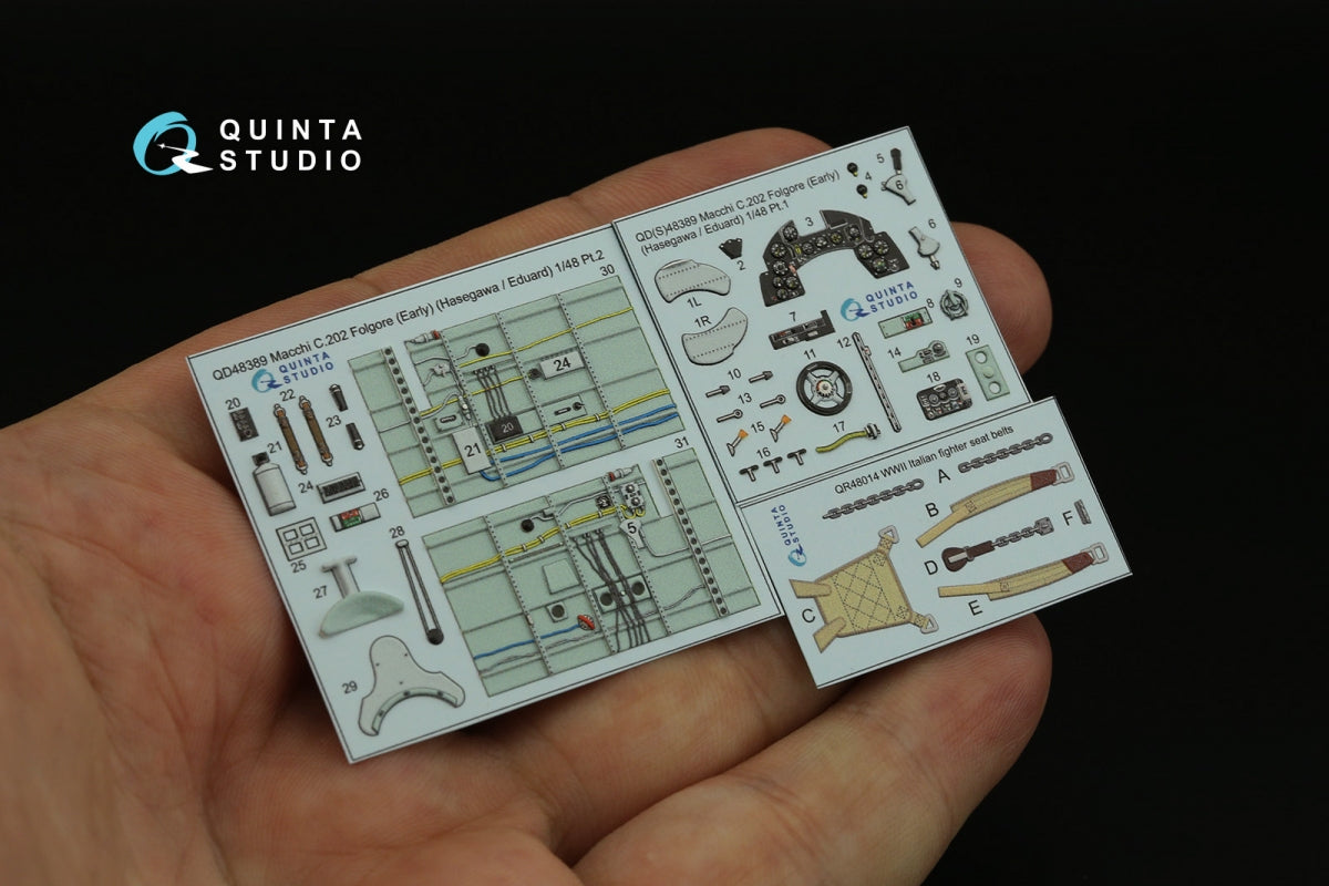 Quinta Studio QD48389 Macchi C.202 Folgore Early 3D-Printed &amp;amp; colored Interior on decal paper (Hasegawa/Eduard) 1/48 – image 3
