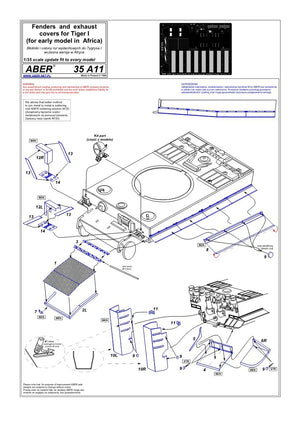 Aber 35A011 Błotniki boczne do Tiger I H1 (Afryka) 1/35 – imagen 4