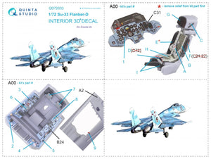 Quinta Studio QD72033 Su-33 3D-Printed &amp;amp; coloured Interior on decal paper (Zvezda) 1/72 – immagine 5