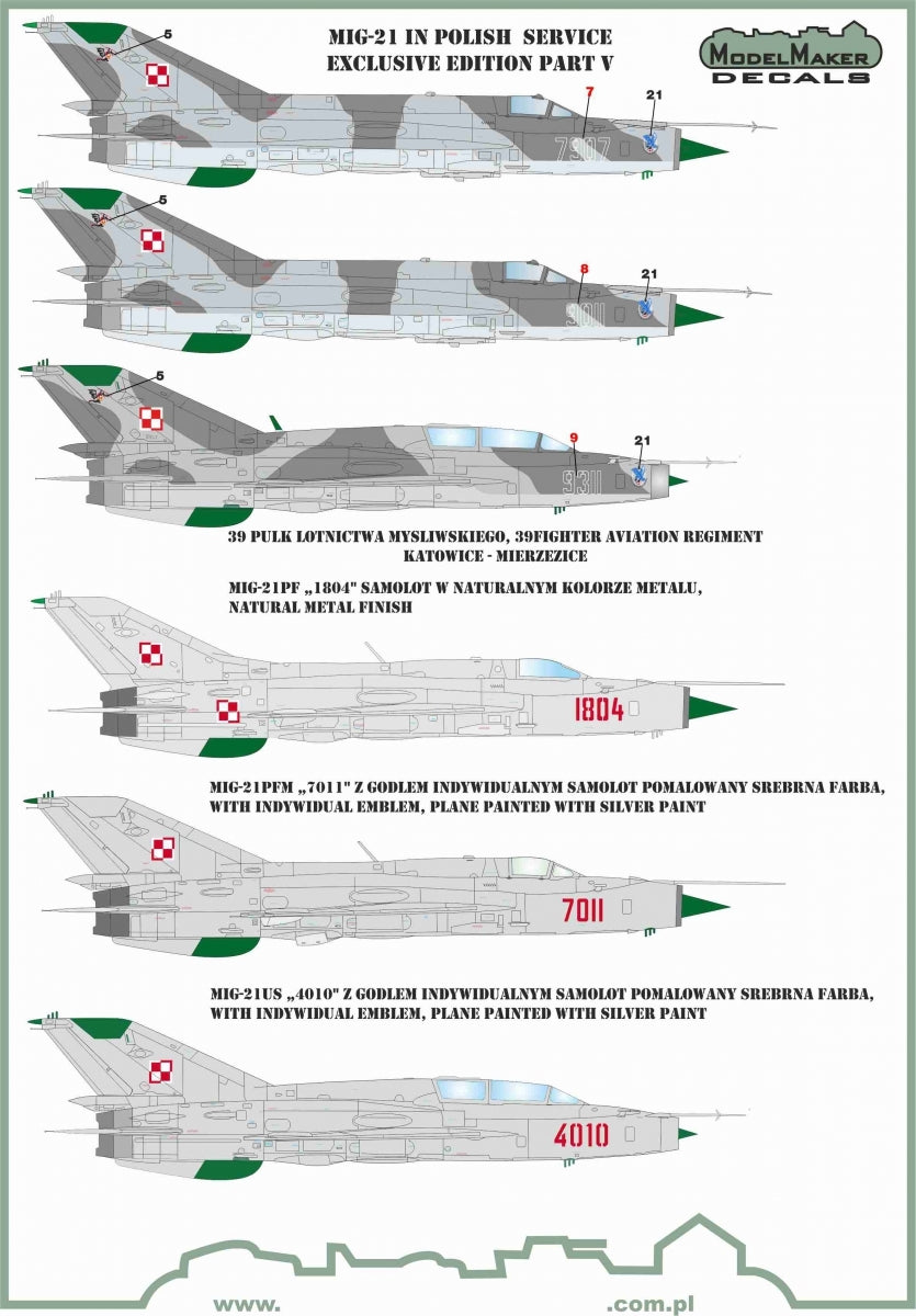 ModelMaker Decals D48154 MiG-21 in Polish service exclusive edition part V 1/48 – Bild 3