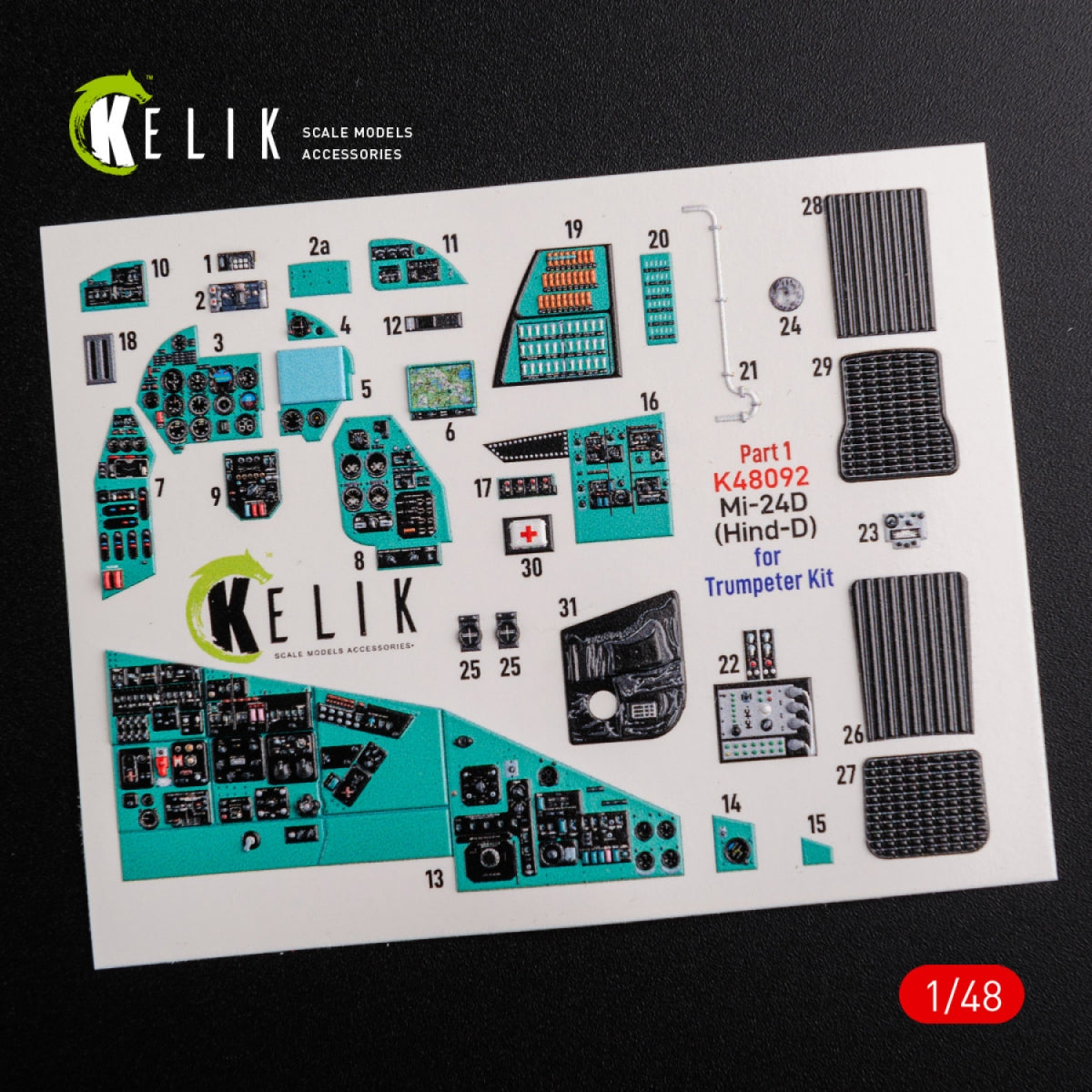 KELIK K48092 Mi-24D (Hind-D) interior 3D decals for Trumpeter kit 1/48 – imagen 3