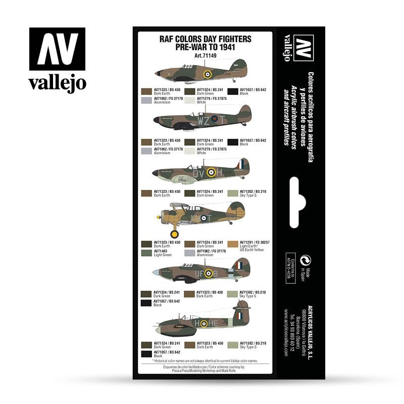 Vallejo 71149 RAF Day Fighters pre-war to 1941 8 x 17 ml – immagine 2
