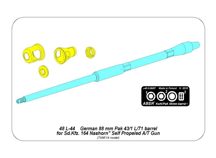 Aber 48L-44 German 88mm Pak 43/1 L/71 barrel for Sd.Kfz.164 &amp;quot;Nashorn&amp;quot; / Lufa Pak 43/1 L/71 88mm do Sd.Kfz.164 &amp;quot;Nashorn&amp;quot; 1/48 – immagine 2