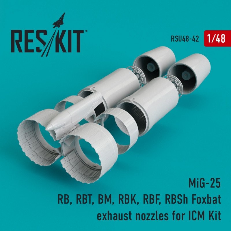RESKIT RSU48-0042 Buses d'échappement Foxbat pour maquette ICM au 1/48 des MiG-25 RB, RBT, BM, RBK, RBF et RBSh