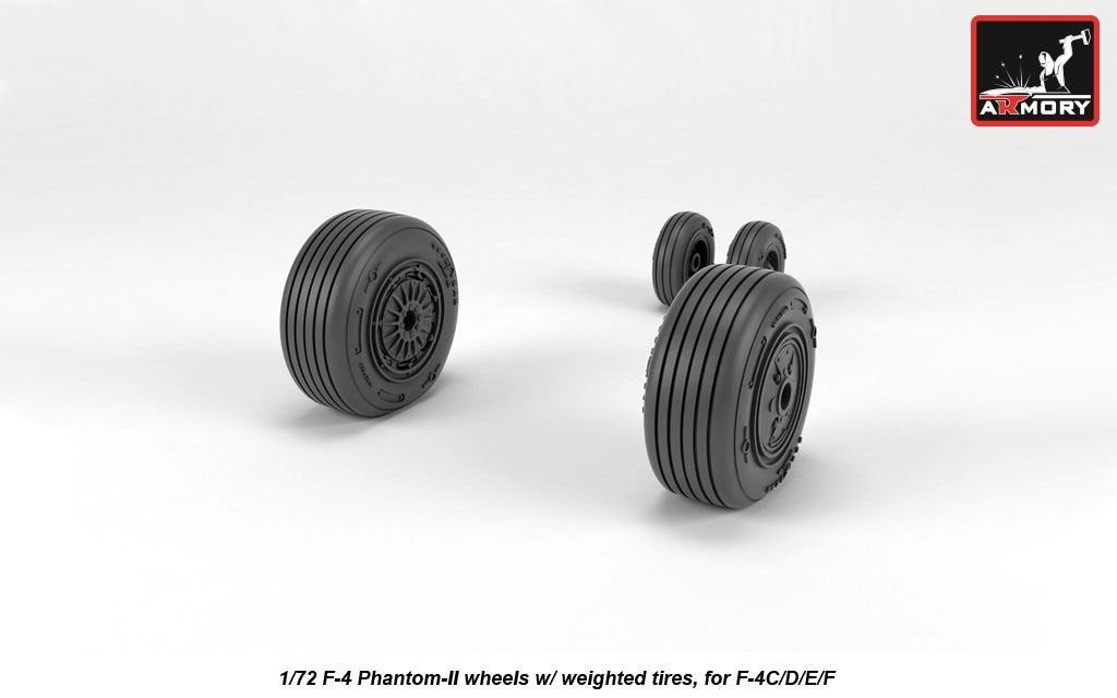 Armory Models AW72329 F-4 Phantom-II wheels w/ weighted tires, mid 1/72 – immagine 2