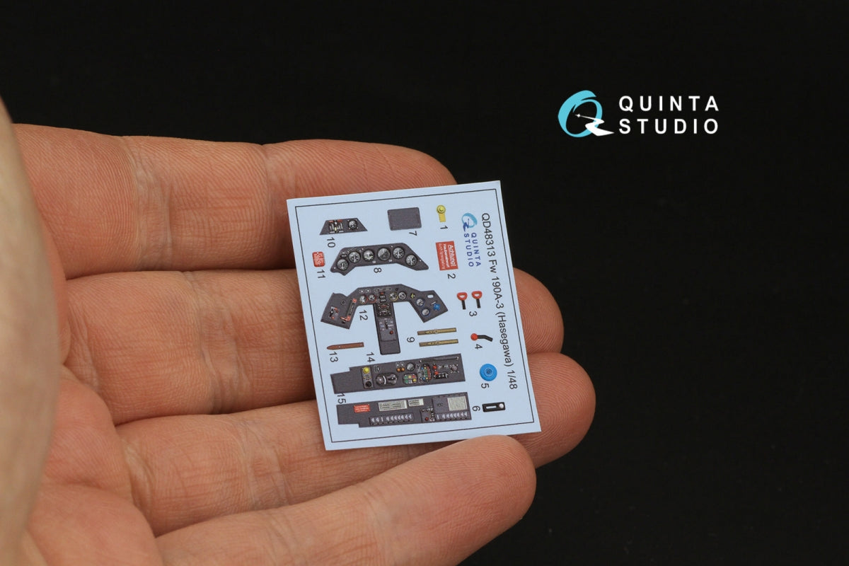 Quinta Studio QD48313 Fw 190A-3 3D-Printed &amp;amp; coloured Interior on decal paper (Hasegawa) 1/48 – immagine 3