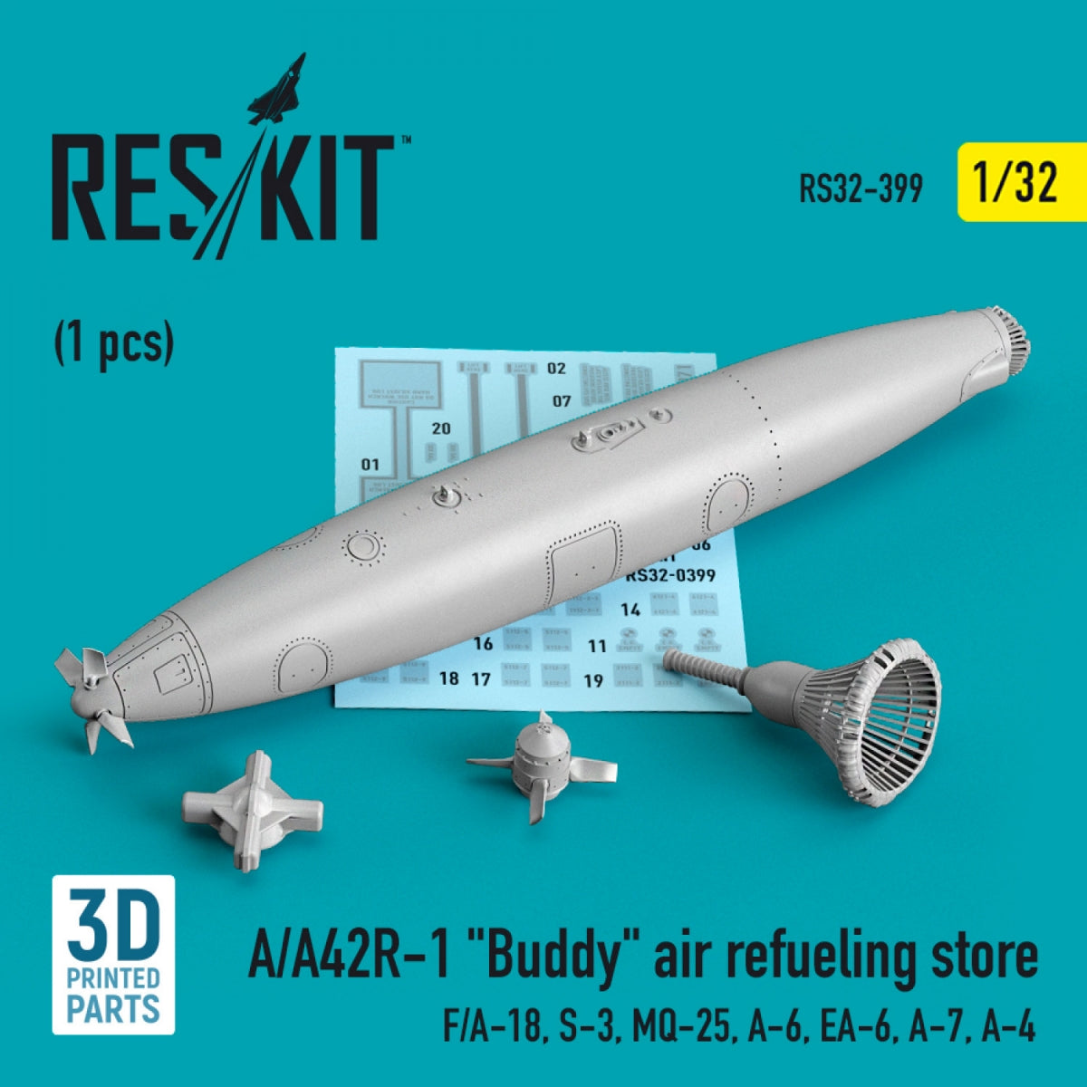 RESKIT RS32-0399 A/A42R-1 "BUDDY" AIR REFUELING STORE (1 PCS) (3D PRINTED) 1/32