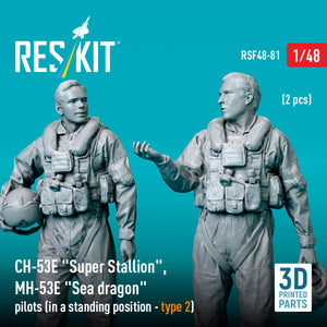 RESKIT RSF48-0081 CH-53E &amp;quot;Super Stallion&amp;quot;, MH-53E &amp;quot;Sea dragon&amp;quot; pilots (in a standing position - type 2) (2 pcs) (3D Printed) 1/48 – zdjęcie 2