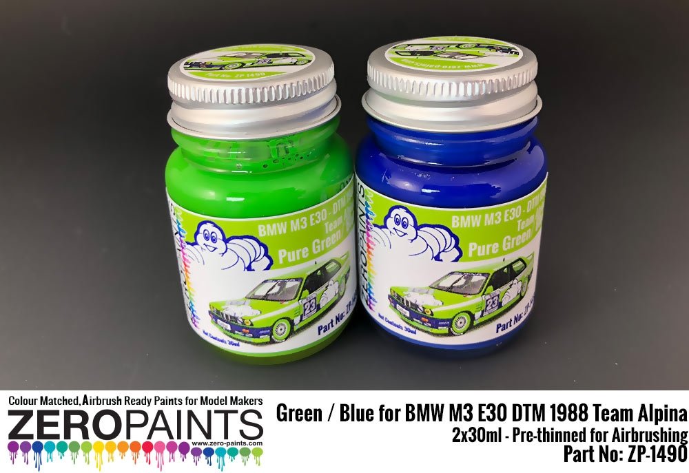 Zero Paints ZP-1490 BMW M3 E30 - DTM 1988 Team Alpina - Kit de peinture vert/bleu 2 x 30 ml  – image 2