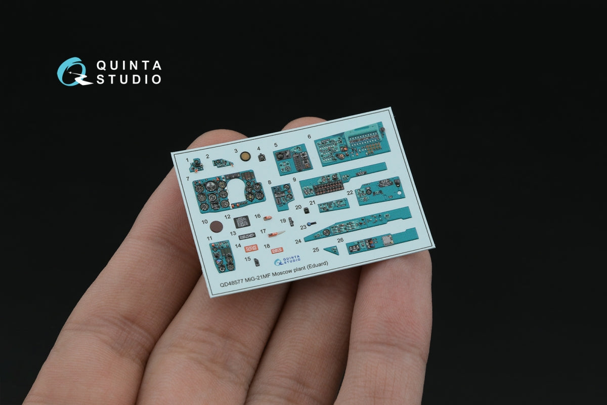 Quinta Studio QD+48577 MiG-21MF Fishbed-J (Moscow plant) 3D-Printed &amp;amp; coloured Interior on decal paper (Eduard) (with 3D-printed resin parts) 1/48 – imagen 11