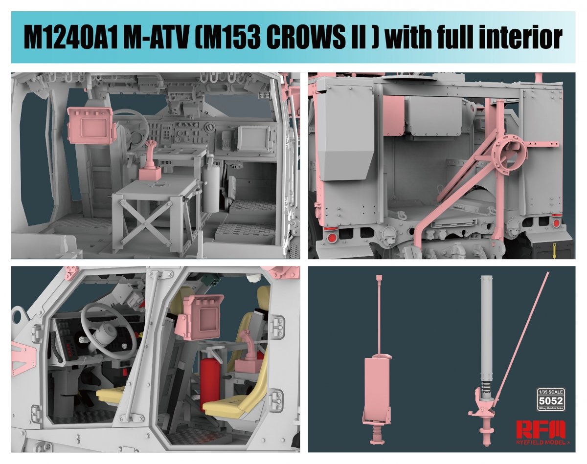 Maquette Rye Field 5052 M1240A1 M-ATV M153 CROWS II avec intérieur complet, échelle 1/35 – image 4