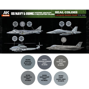 AK Interactive RCS116 US Navy and USMC Modern Aircraft and Helicopter Colors 6x17ml – immagine 2