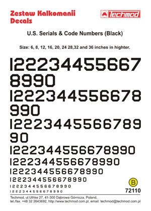 Techmod 72110 - U.S. Serial &amp;amp; Code Numbers 1/72 – immagine 2