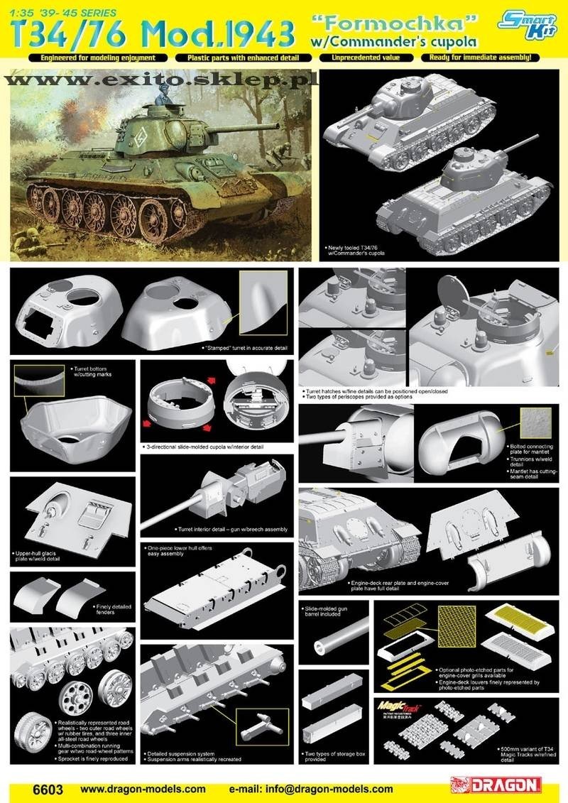 Dragon 6603 T34/76 Mod.1943 Formochka w /Commanders cupola 1/35 – zdjęcie 2