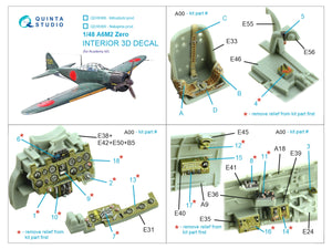 Quinta Studio QD48468 A6M2 Zero (Mitsubishi Prod.) 3D-Printed coloured Interior on decal paper (Academy) 1/48 – imagen 2