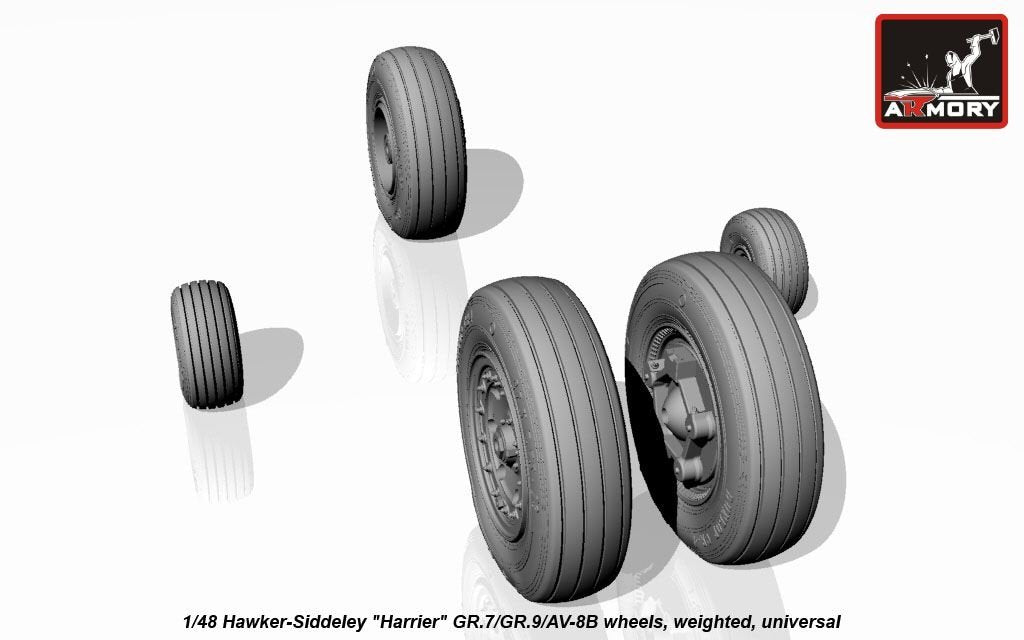 Armory Models AW48405 Hawker-Siddeley Harrier GR.7/GR.9/AV-8B wheels w/ weighted tyres 1/48 – Bild 3