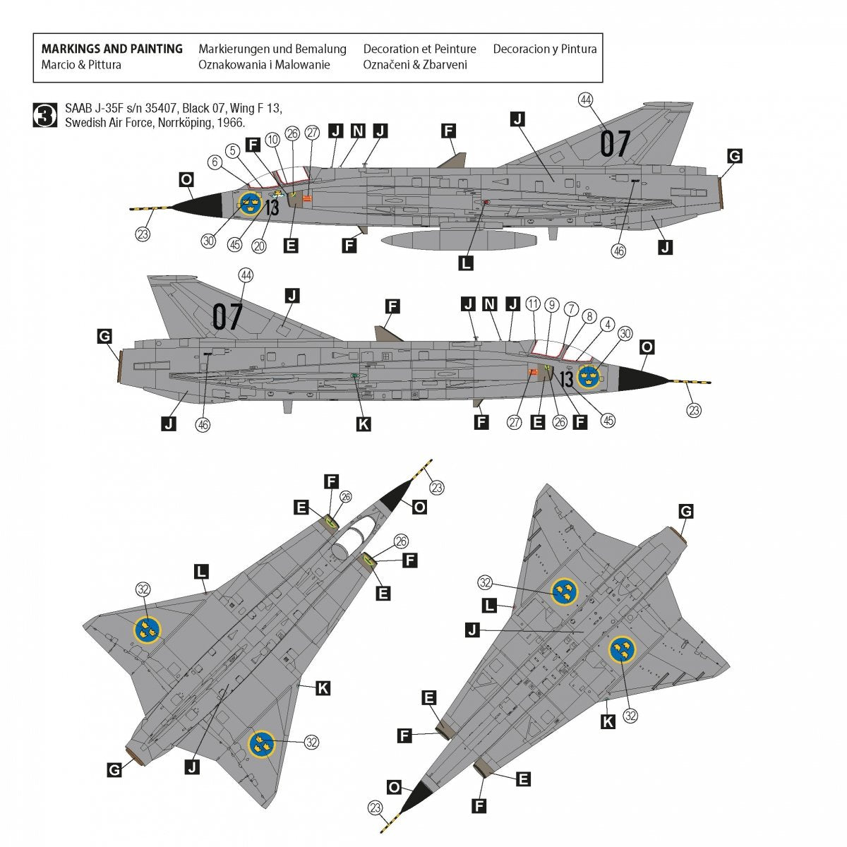 Hobby 2000 72055 Saab J-35F Draken ( HASEGAWA + CARTOGRAF + MASKI ) 1/72 – immagine 3