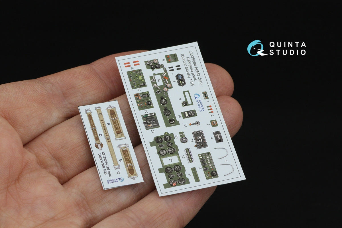Quinta Studio QD35084 A6M2 Zero (Nakajima Prod.) 3D-Printed &amp;amp; coloured Interior on decal paper (Border Model) 1/35 – Bild 2
