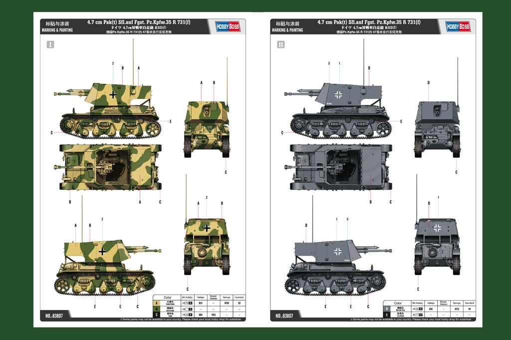 Hobby Boss 83807 4,7 cm Pak(t) Sfl.auf Fgst. Pz.Kpfw.35 R 731(f) (1/35) – image 3