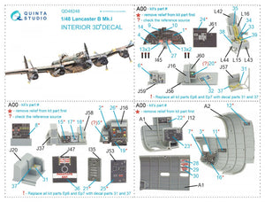 Quinta Studio QD48248 Lancaster B Mk.I 3D-Printed &amp;amp; coloured Interior on decal paper (HK Models) 1/48 – zdjęcie 15