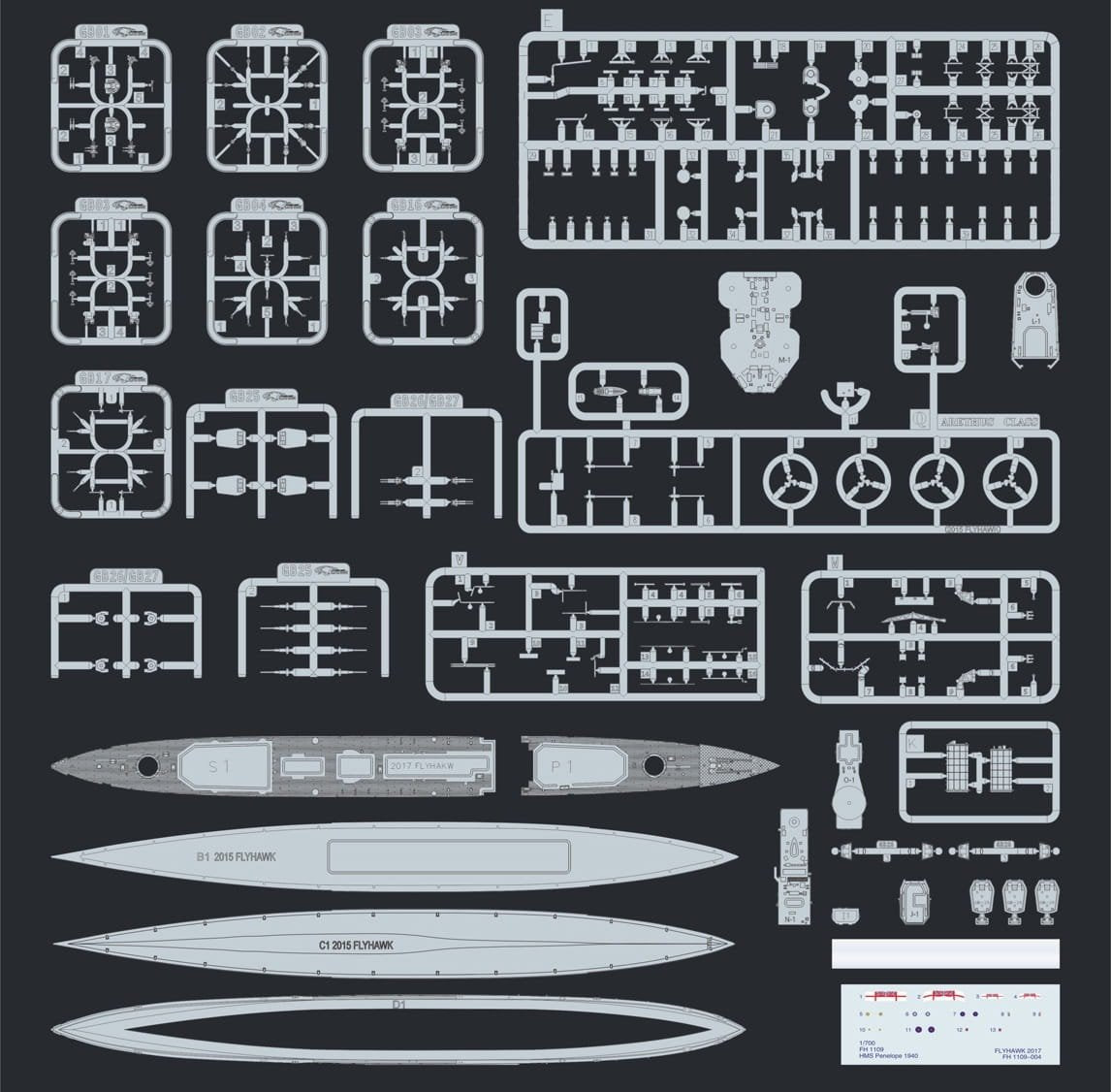 FlyHawk Model FH1109s HMS Penelope 1940 - Deluxe Edition 1/700 – Bild 4
