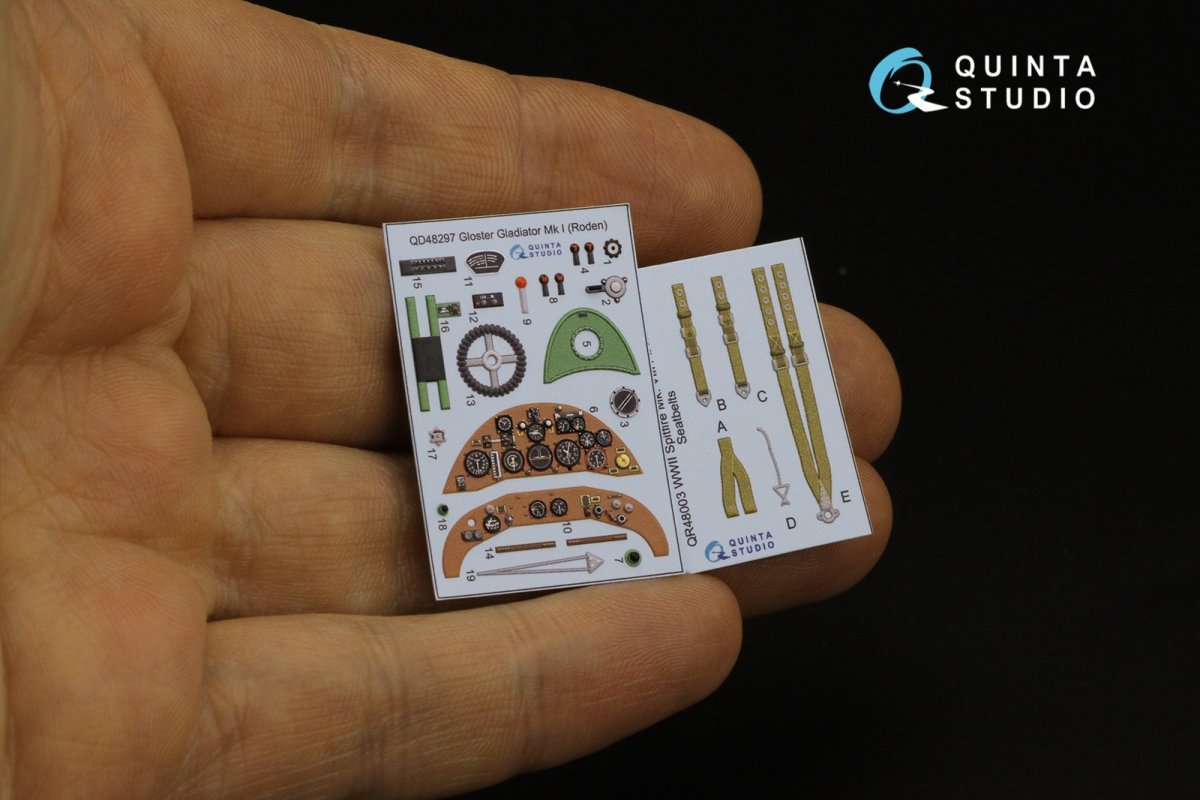 Quinta Studio QD48297 Gloster Gladiator MKI 3D-Printed &amp;amp; coloured Interior on decal paper (Roden) 1/48 – imagen 5