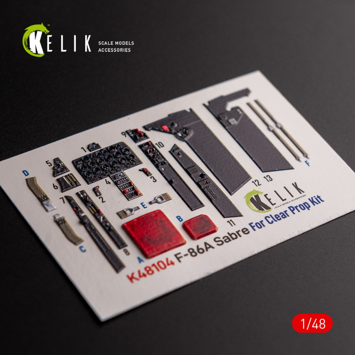 KELIK K48104 F-86A Sabre - interior 3D decals for ClearProp kit 1/48