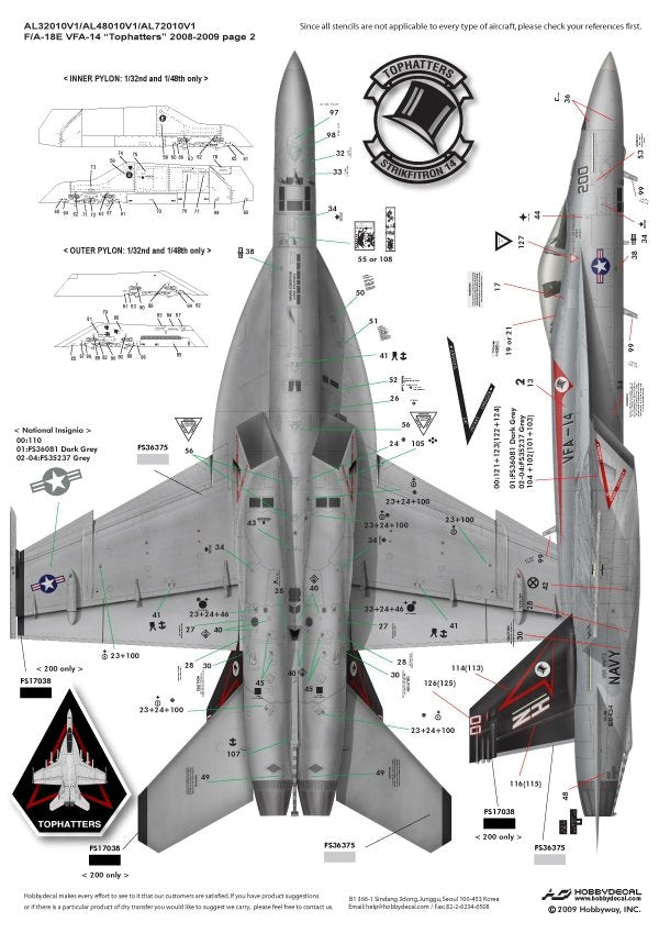 HobbyDecal AL48010V1 F/A-18E Tophatters 2008-2009 1/48 – image 4