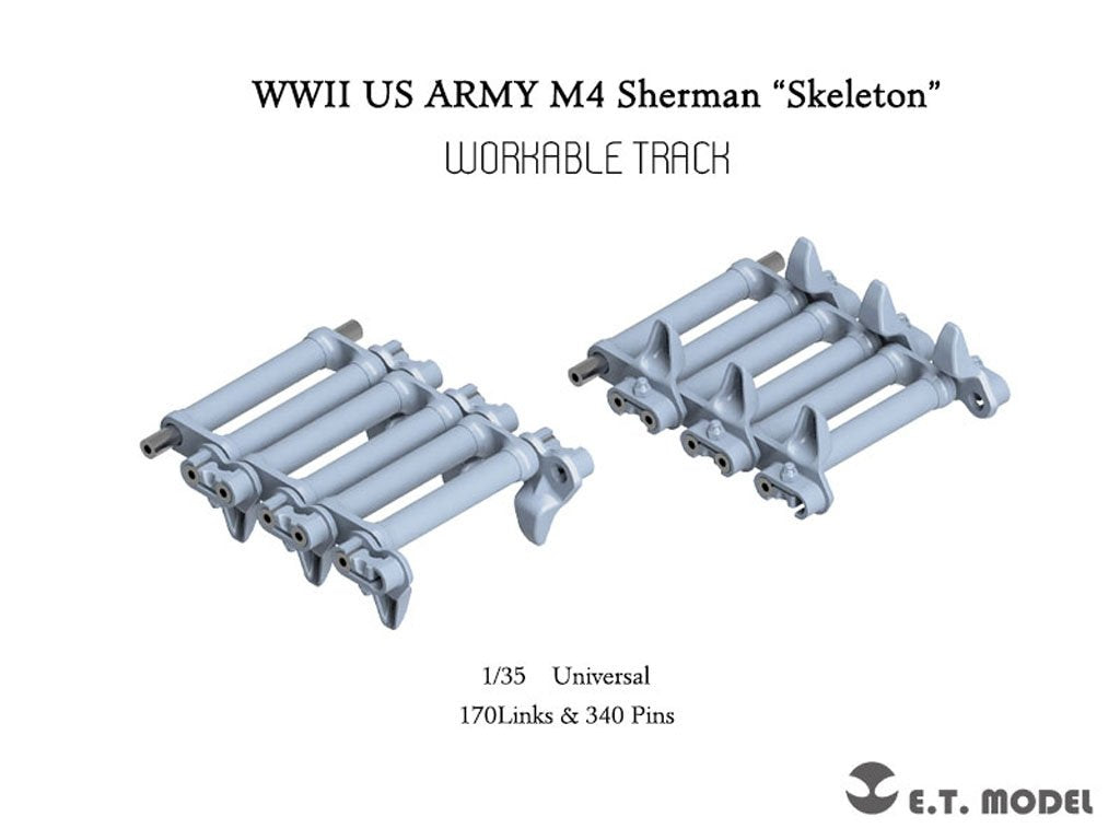 E.T. Model P35-091 WWII US ARMY M4 Sherman"Skeleton" Workable Track (3D Printed) 1/35