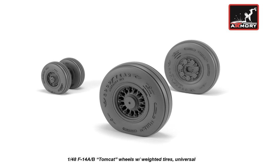 Armory Models AW48326 F-14A/B Tomcat early type wheels w/ weighted tires 1/48 – immagine 2