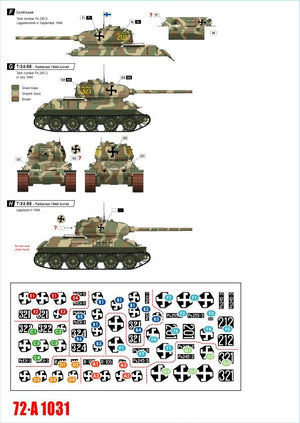 Star Decals 72-A1031 Finnish Tanks in WW2 # 3. T-34 m/1941, T-34 m/1943 and T34/85 1/72 – immagine 2
