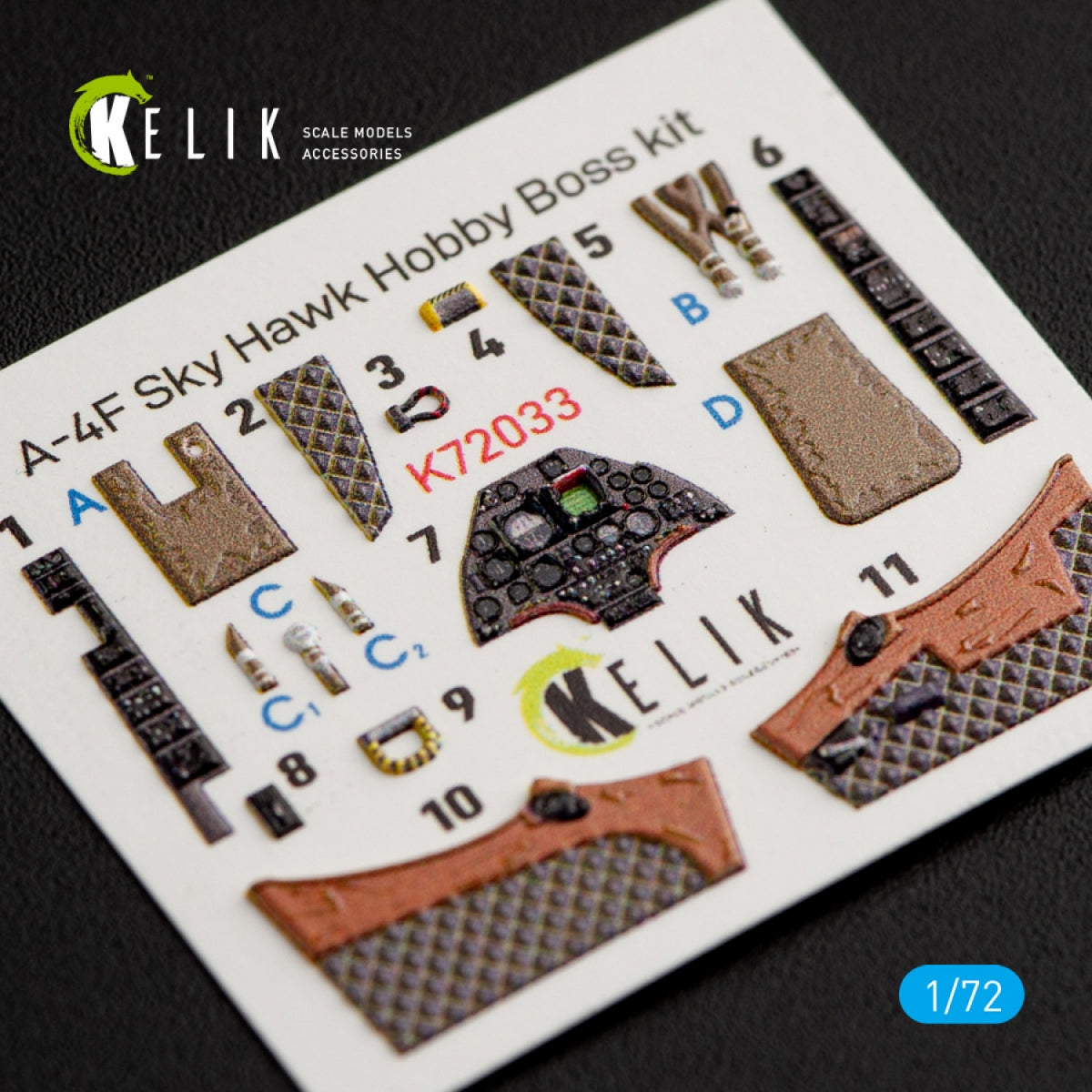 KELIK K72033 A-4F "SKYHAWK" INTERIOR 3D DECALS FOR HOBBYBOSS KIT 1/72