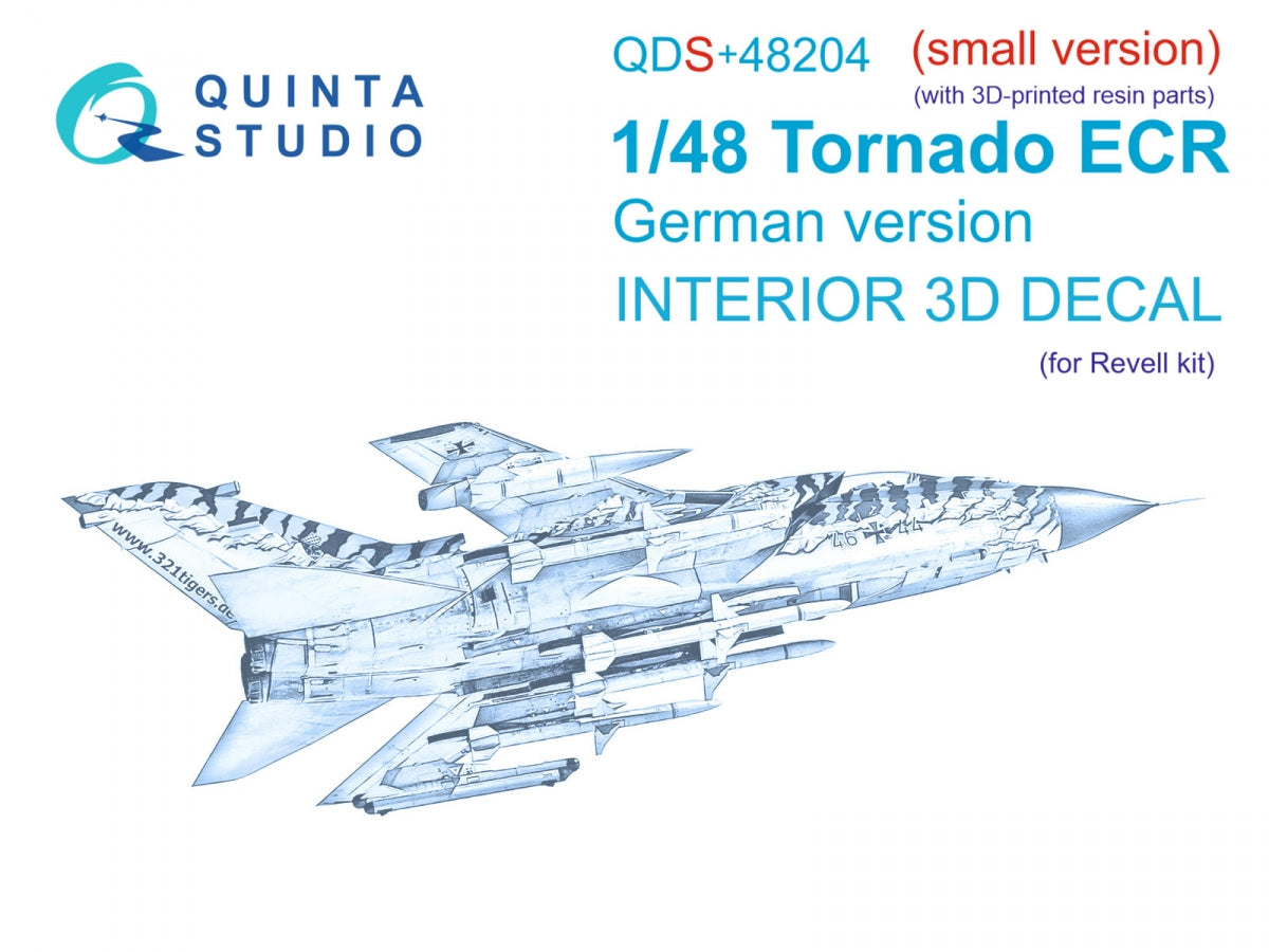 Quinta Studio QDS+48204 Tornado ECR German 3D-Printed & coloured Interior on decal paper (Revell) (small version) (with 3D-printed resin parts) 1/48