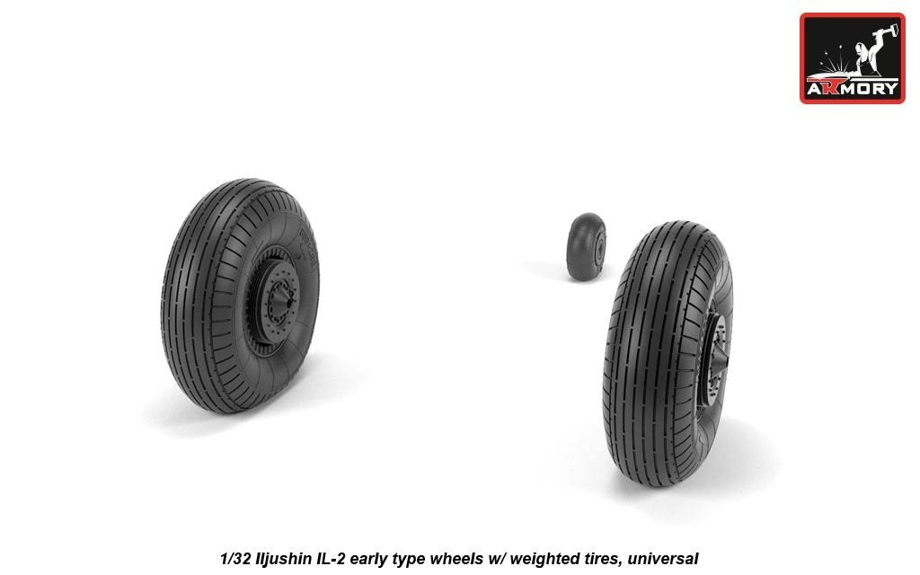 Armory Models AW32015 Iljushin IL-2 Bark early type wheels w/ weighted tyres 1/32 – zdjęcie 3