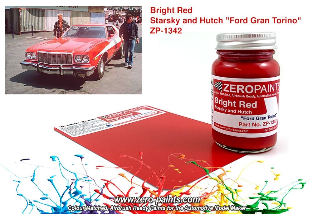 Zero Paints ZP-1342 Starsky and Hutch &amp;quot;Ford Gran Torino&amp;quot; Bright Red Paint 60ml