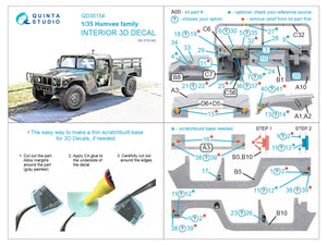 Quinta Studio QD35154 Humvee family 3D-Printed &amp;amp; coloured Interior on decal paper (ICM) 1/35 – immagine 2