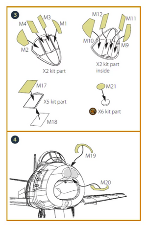 Clear Prop! CPA48049 F-86A double-sided painting mask on &amp;quot;yellow kabuki paper&amp;quot; for CP kits 1/48 – zdjęcie 4