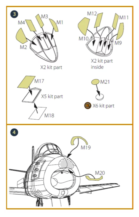 Clear Prop! CPA48049 F-86A double-sided painting mask on &amp;quot;yellow kabuki paper&amp;quot; for CP kits 1/48 – zdjęcie 4