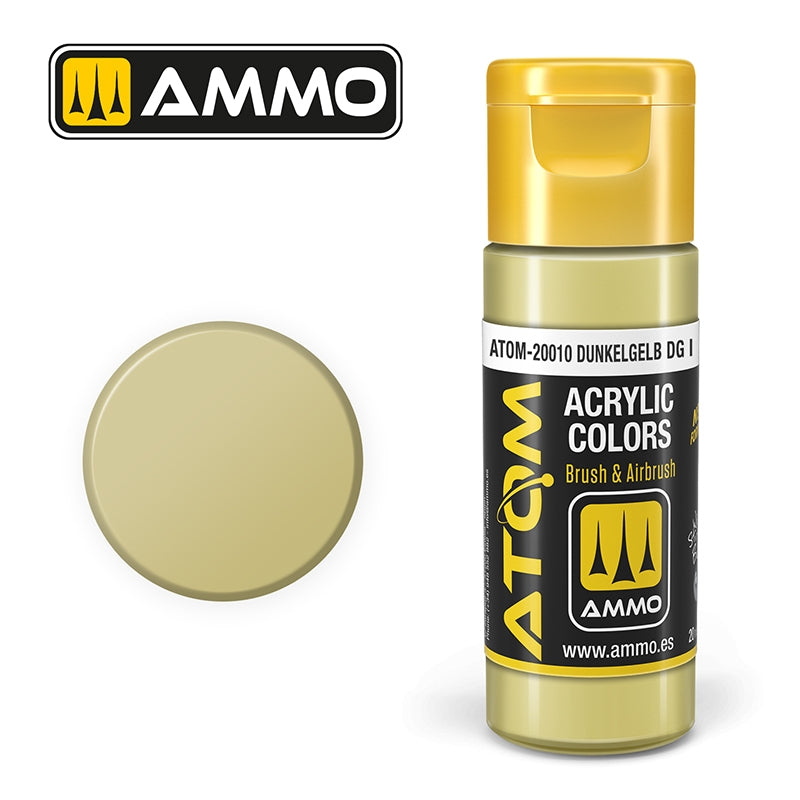 MUNITIONS de Mig Jimenez 20010 ATOM COLOR Dunkelgelb DG I 20ml