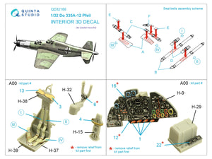 Quinta Studio QD32166 Do 335A-12 3D-Printed &amp;amp; coloured Interior on decal paper (Zoukei-Mura) 1/32 – imagen 2
