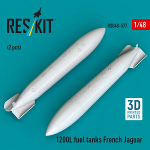 RESKIT RSU48-0577 1200 L fuel tanks French Jaguar (2 pcs) (3D Printed) 1/48