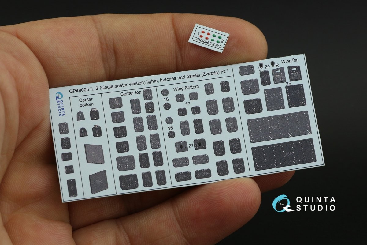 Quinta Studio QP48005 IL-2 (single seater) lights, hatches and panels (Zvezda) 1/48 – immagine 8