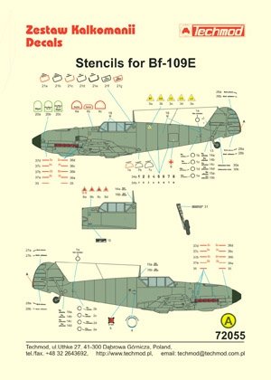 Techmod 72055 - Stencils for Bf 109E 1/72 – image 2